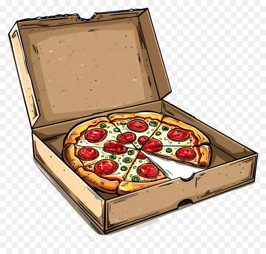 Pizza En Caja，Caja De Pizza PNG