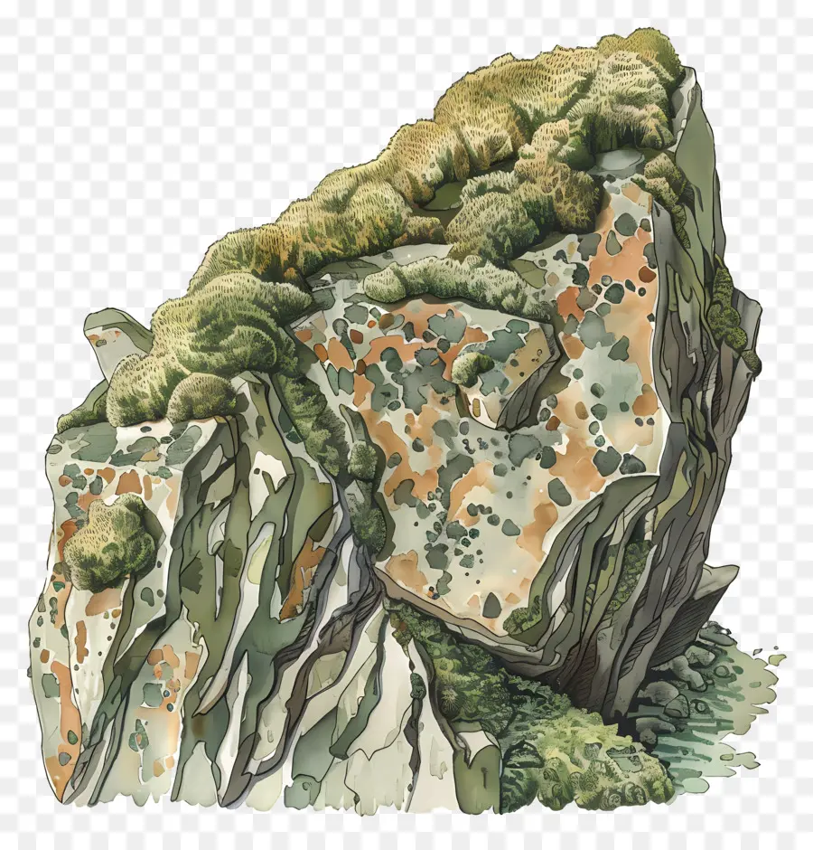 Roca Cubierta De Musgo，Piedra PNG