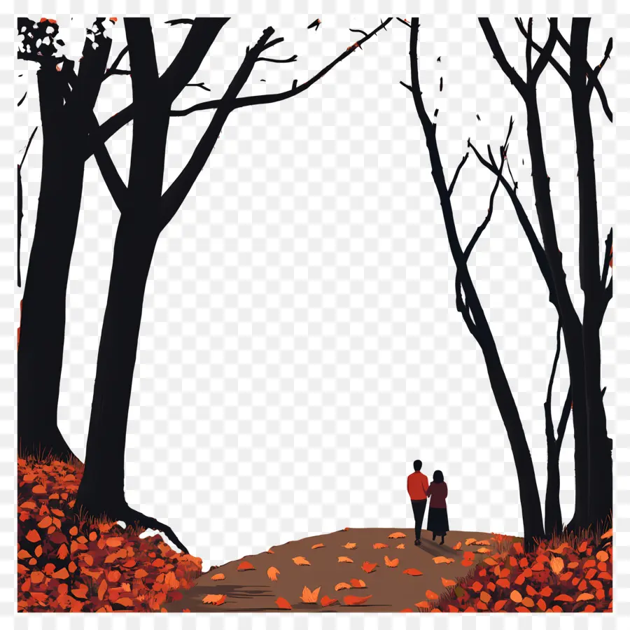 Comienza El Otoño，Pareja En El Bosque PNG