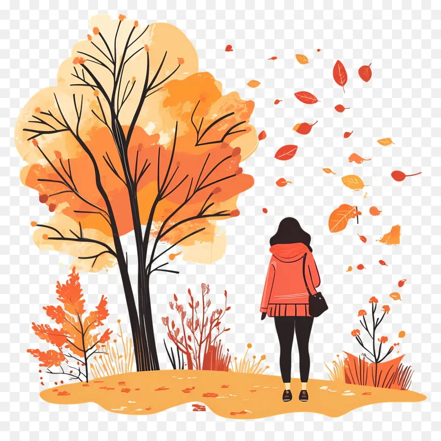 Comienza El Otoño，Chica En Otoño PNG