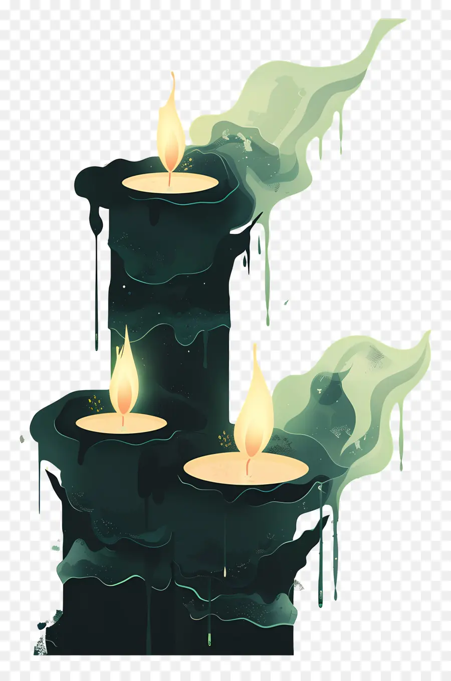 Luz De Una Vela，Velas Derretidas Verdes PNG