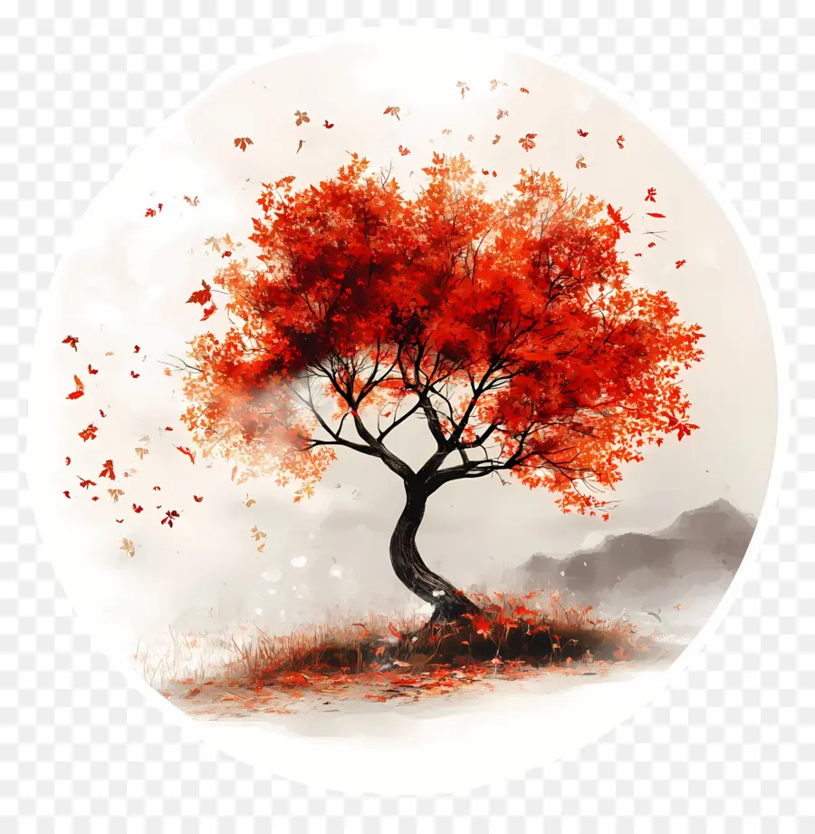 Comienza El Otoño，árbol Rojo PNG