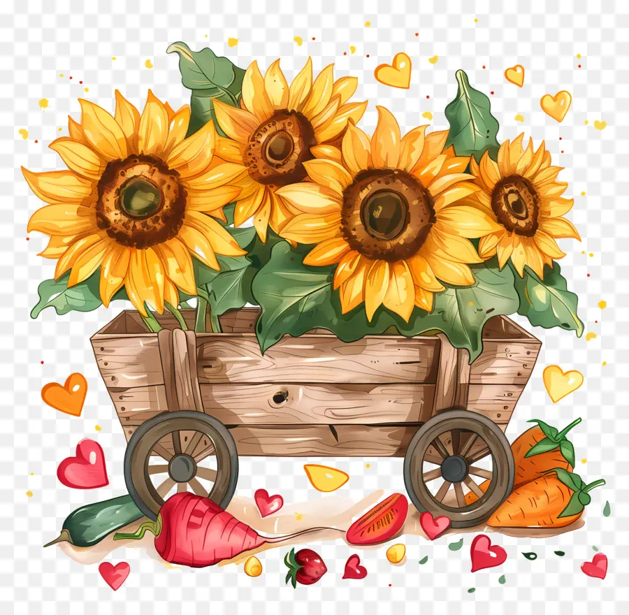 Girasoles，Girasoles En Carro PNG