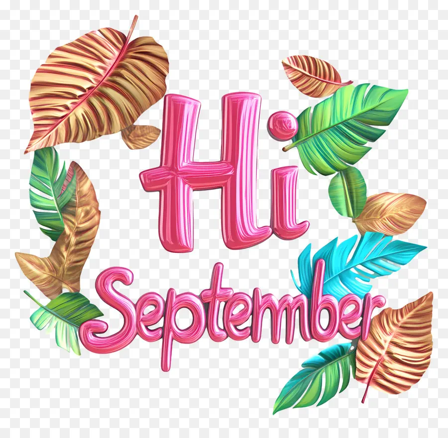 Hola Septiembre，Hojas PNG