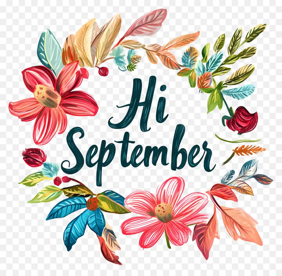 Hola Septiembre，Hojas PNG