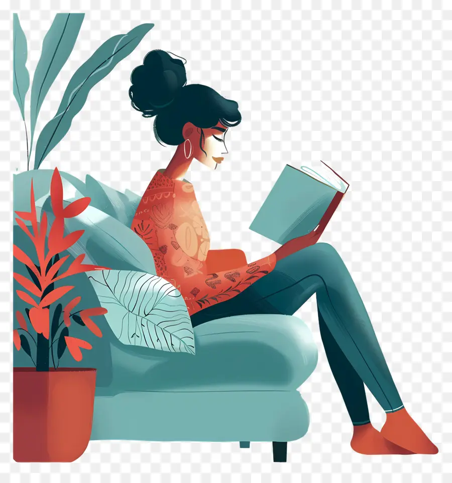 Mujer Leyendo，Libro PNG