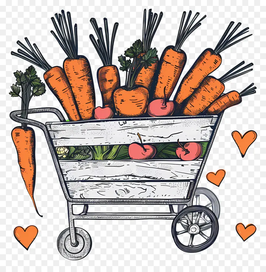 Las Zanahorias，Zanahorias En El Carrito PNG