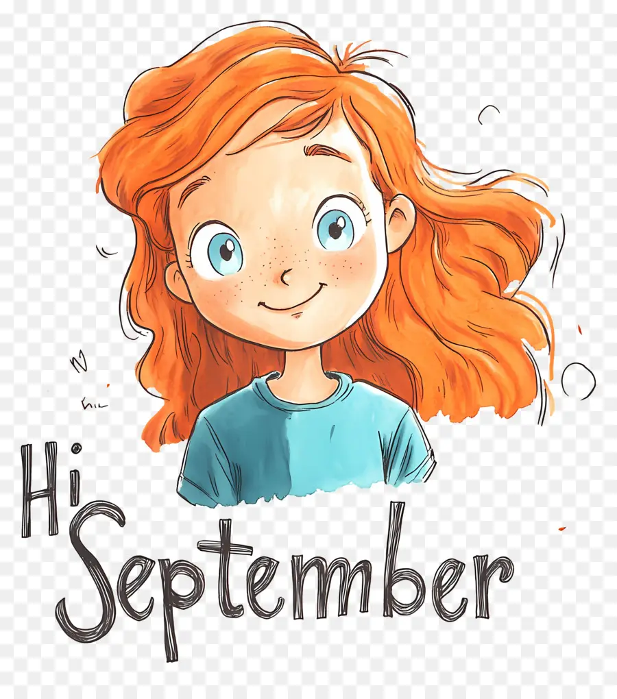 Hola Septiembre，Chica Pelirroja PNG