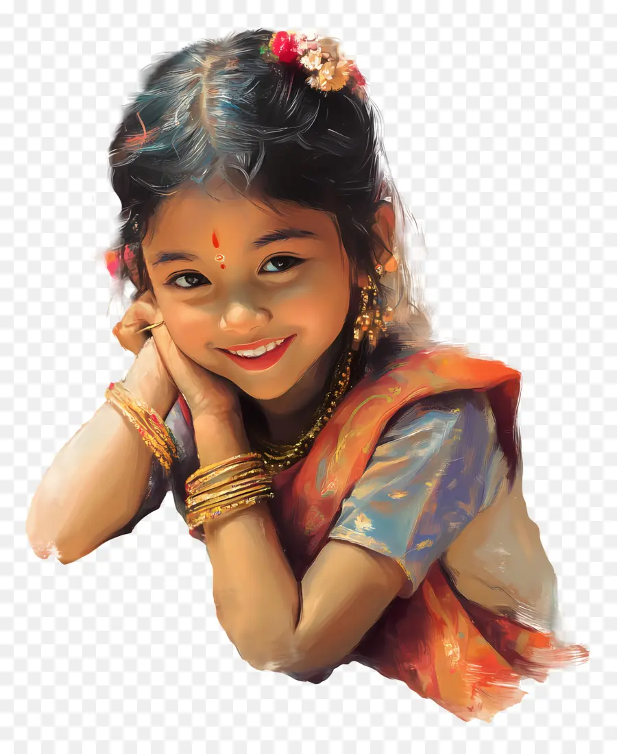 Feliz Bihu，Niña Sonriente PNG