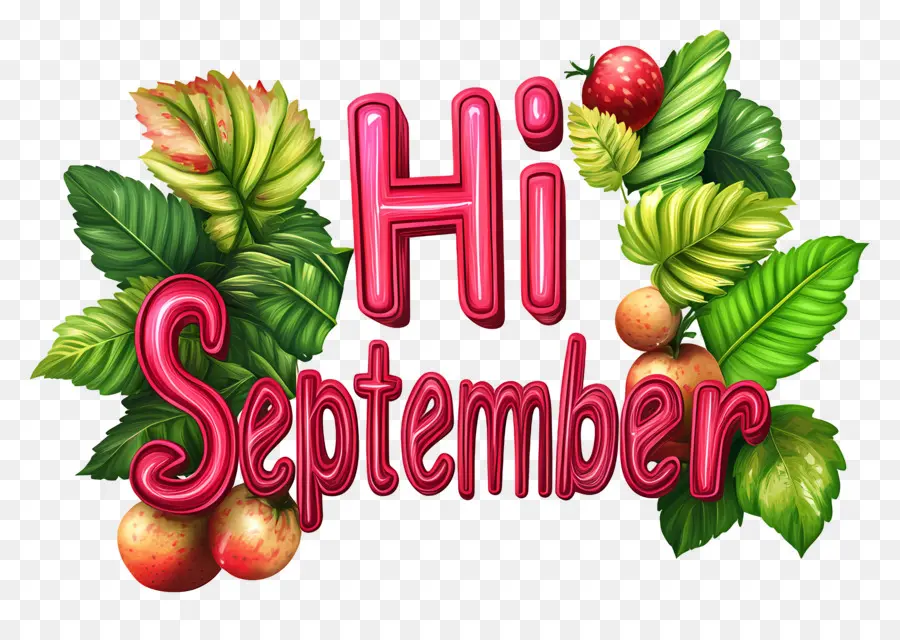 Hola Septiembre，Hojas PNG