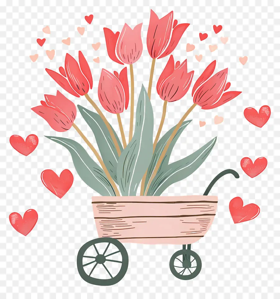 Tulipanes，Carro De Flores PNG