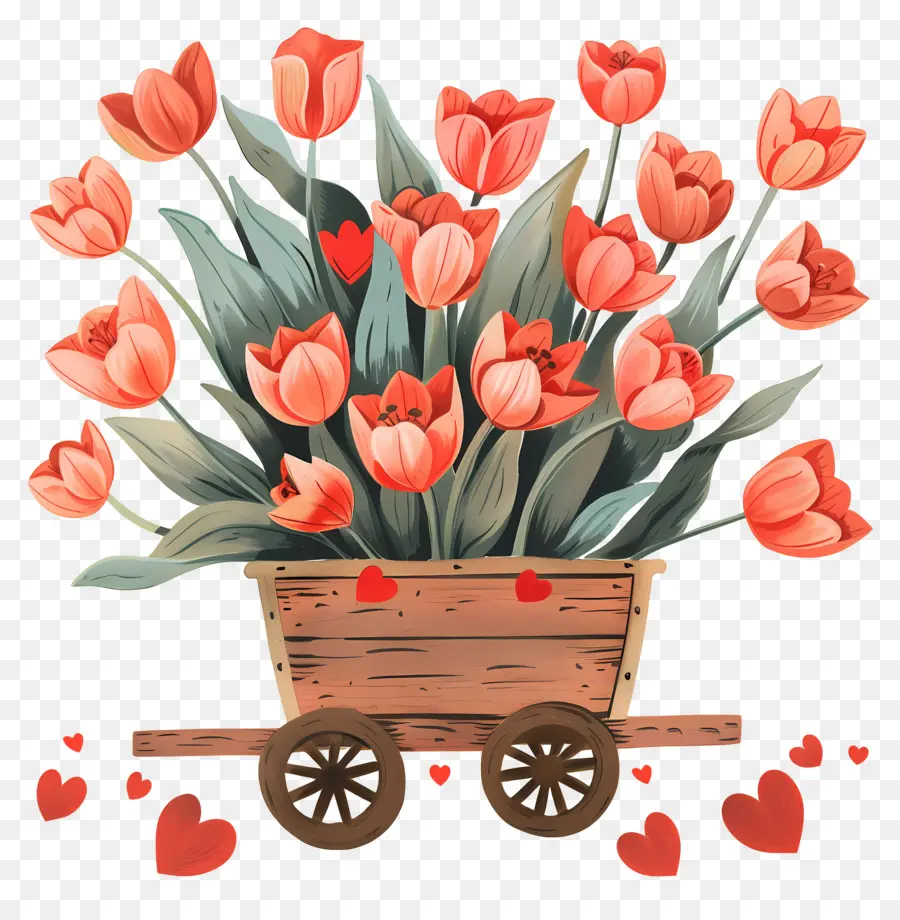 Tulipanes，Tulipanes En Carro PNG