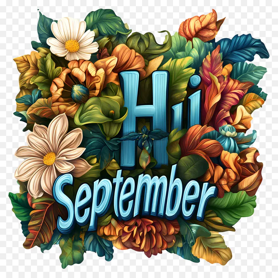 Hola Septiembre，Flores PNG