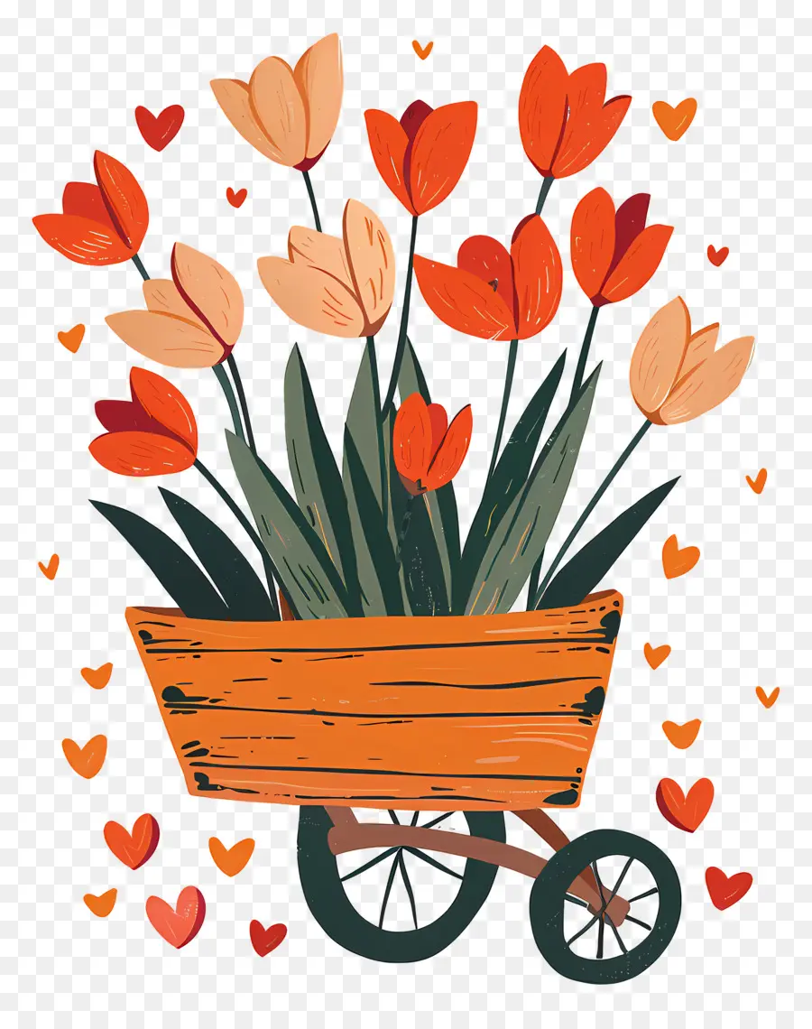 Tulipanes，Carro De Flores PNG