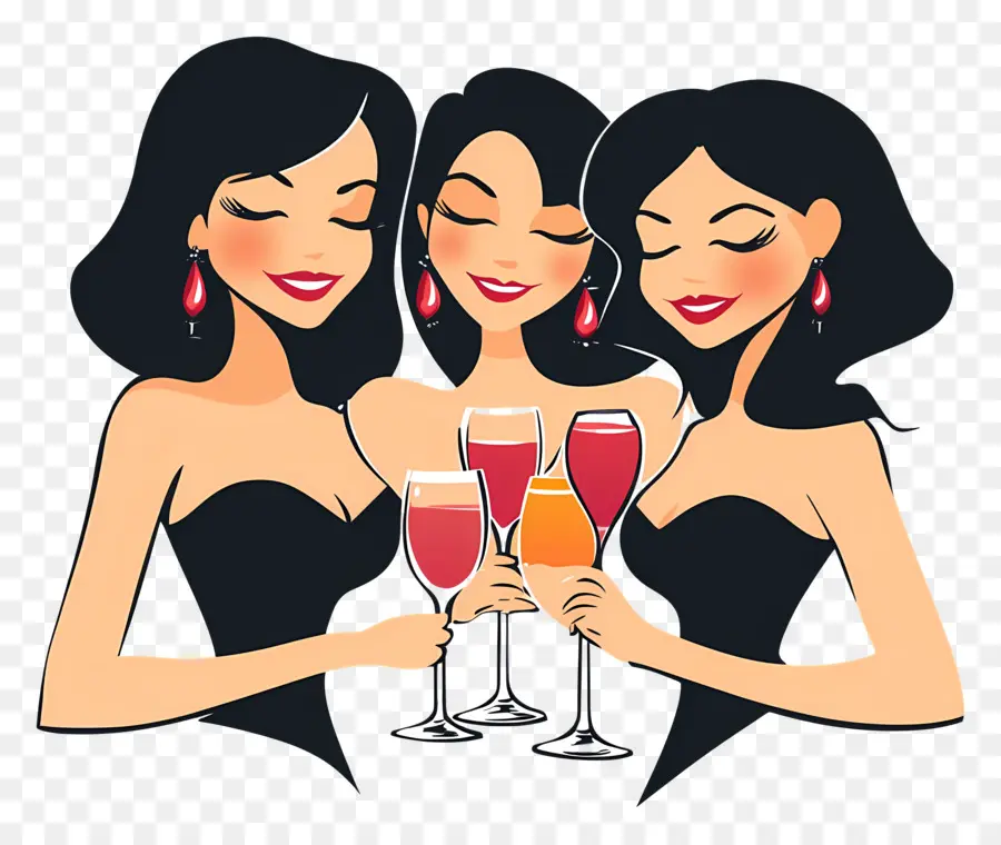 Noche De Chicas，Mujeres Con Bebidas PNG