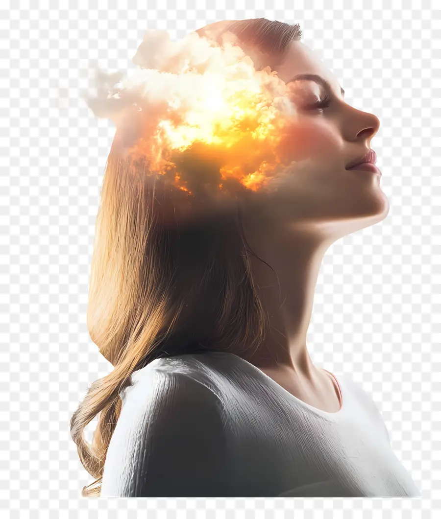 Pensamiento Positivo，Mujer Con Explosión PNG