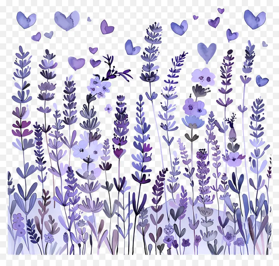 Campos De Lavanda，Flores Moradas PNG