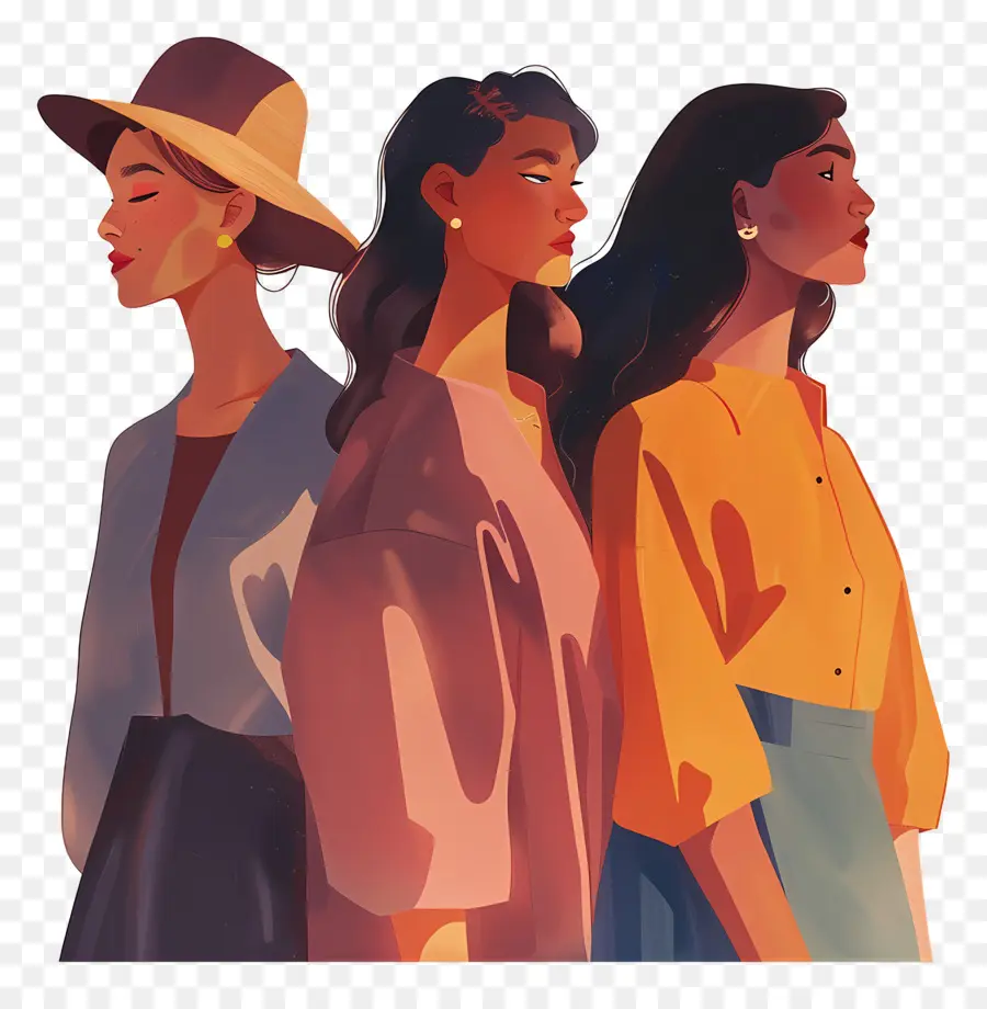 Mujeres De Dibujos Animados，Tres Mujeres PNG