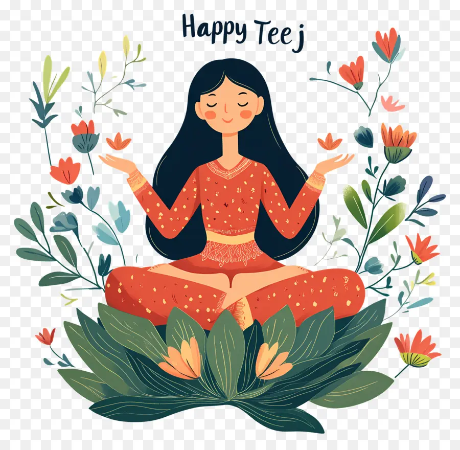 Feliz Teej，Mujer Meditando PNG