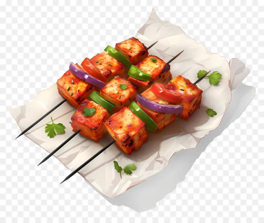 Paneer Tikka，Brochetas PNG