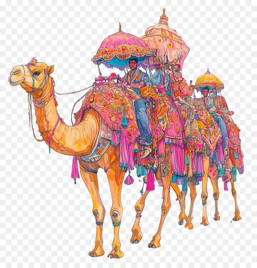 Feria Del Camello De Pushkar，Camellos Decorados PNG