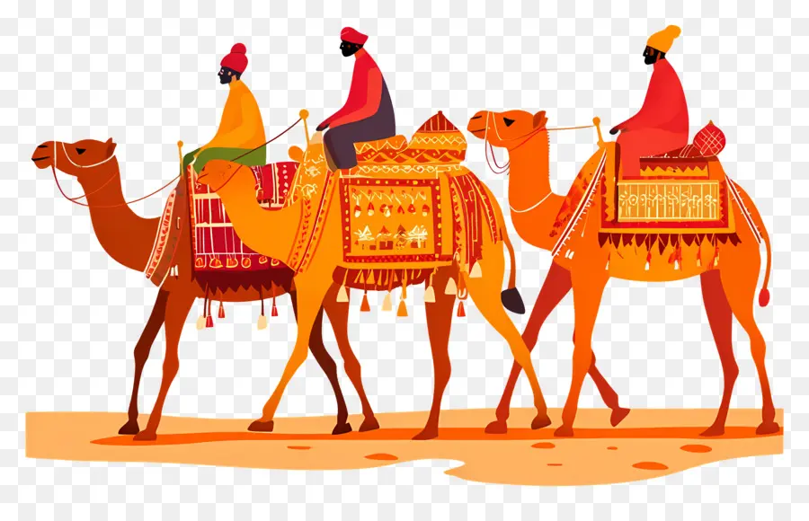 Feria Del Camello De Pushkar，Caravana De Camellos PNG