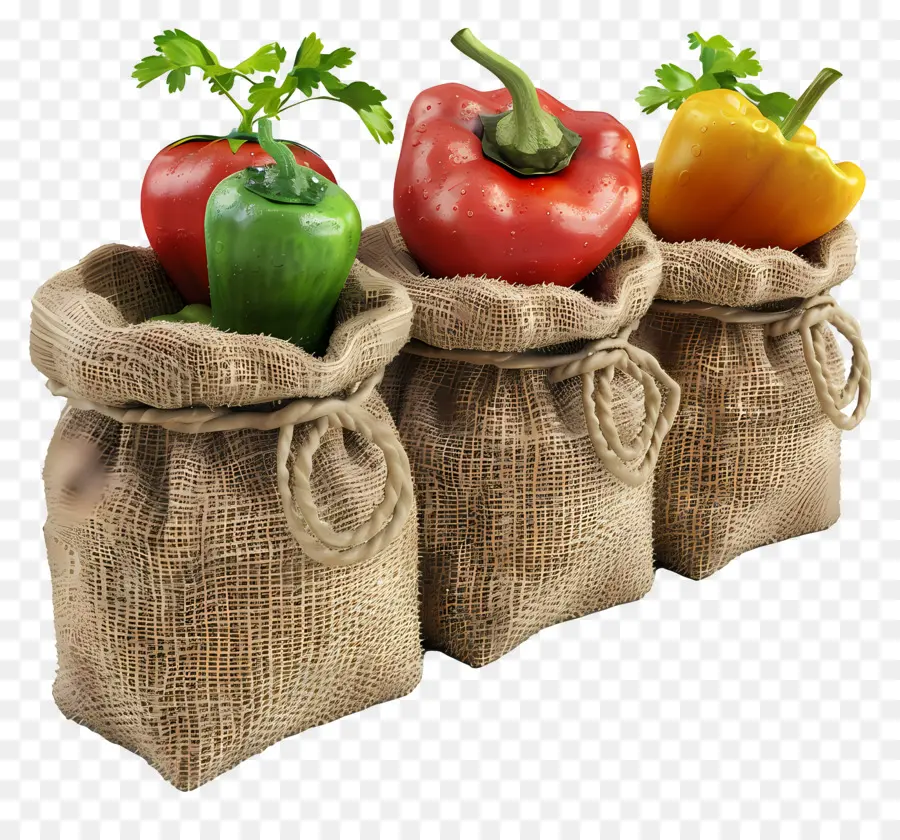 Bolsas Con Verduras，Pimientos PNG