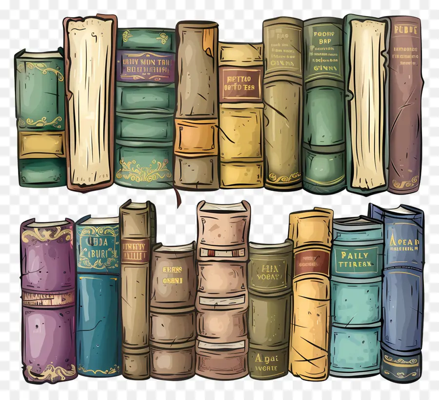 Fila De Libros，Libros Antiguos PNG