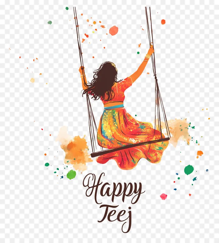 Feliz Teej，Mujer En Columpio PNG