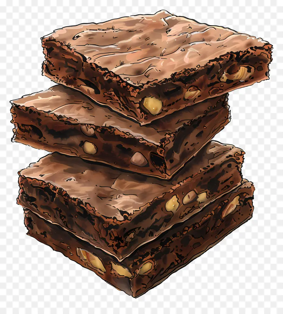 Pila De Brownies，Brownies Con Nueces PNG