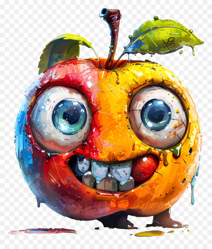 Manzana De Dibujos Animados，Manzana Divertida PNG