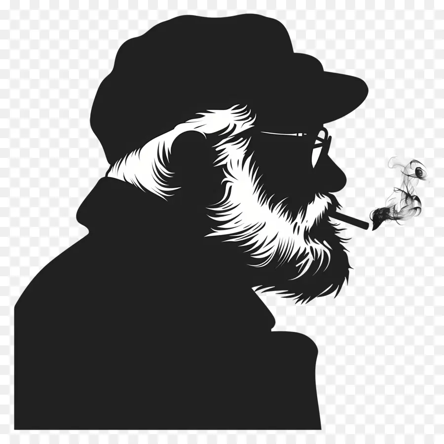 Silueta De Anciano，Hombre Con Pipa PNG