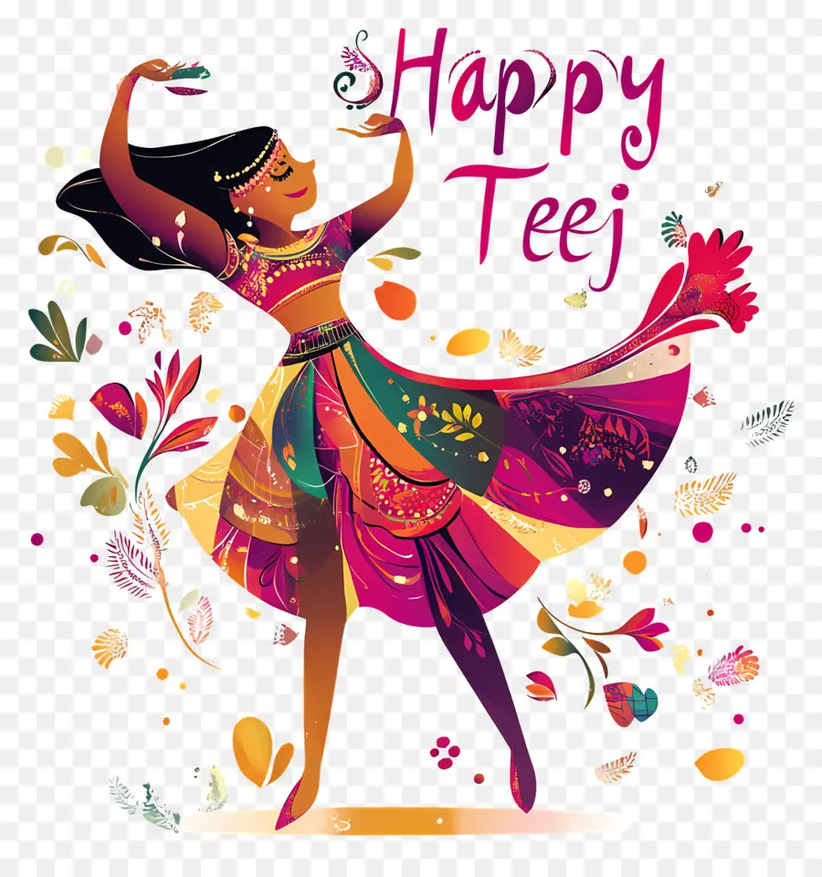 Feliz Teej，Mujer Bailando Teej Feliz PNG