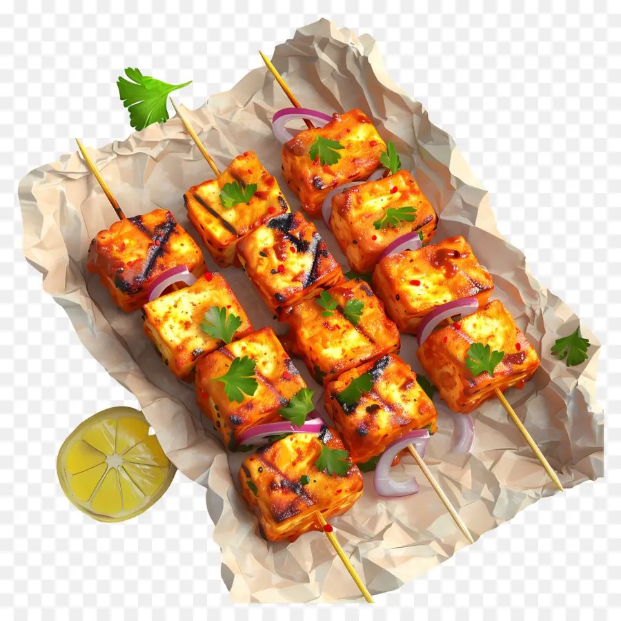 Paneer Tikka，Brochetas A La Parrilla PNG