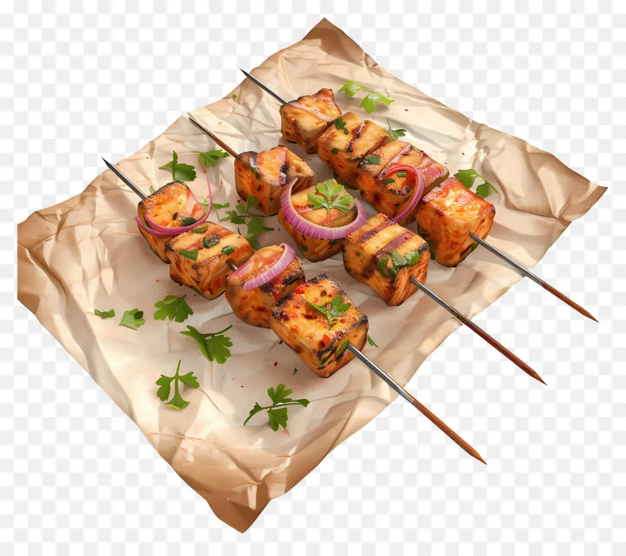 Paneer Tikka，Brochetas A La Parrilla PNG