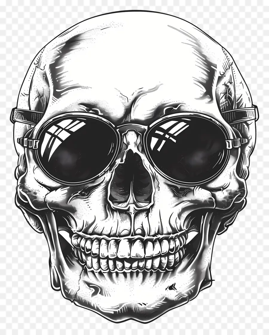 Cráneo De La Vendimia，Calavera Con Gafas De Sol PNG