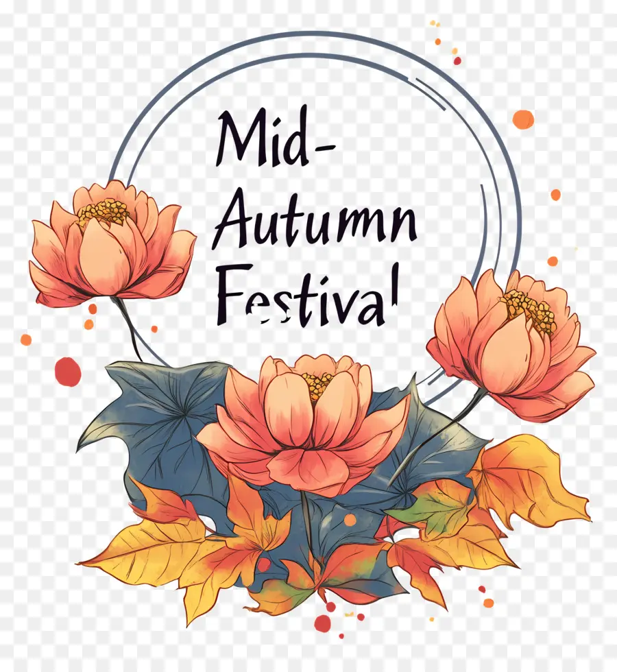 Festival Del Medio Otoño，Flores Y Hojas PNG