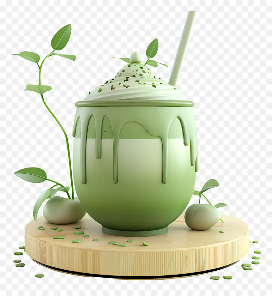 Bebida Matcha，Batido Verde PNG