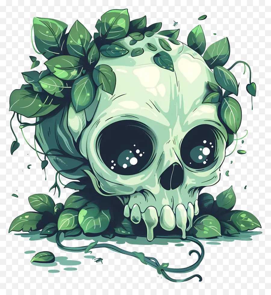 Linda Calavera，Calavera Con Hojas PNG