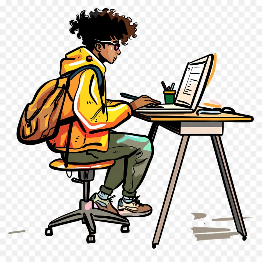 Estudiante Estudiando，Estudiante En El Escritorio PNG