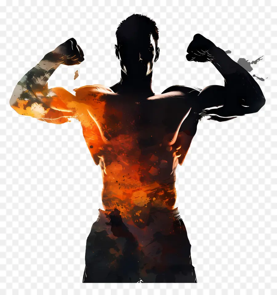 Silueta De Hombre Fuerte，Silueta Musculosa PNG