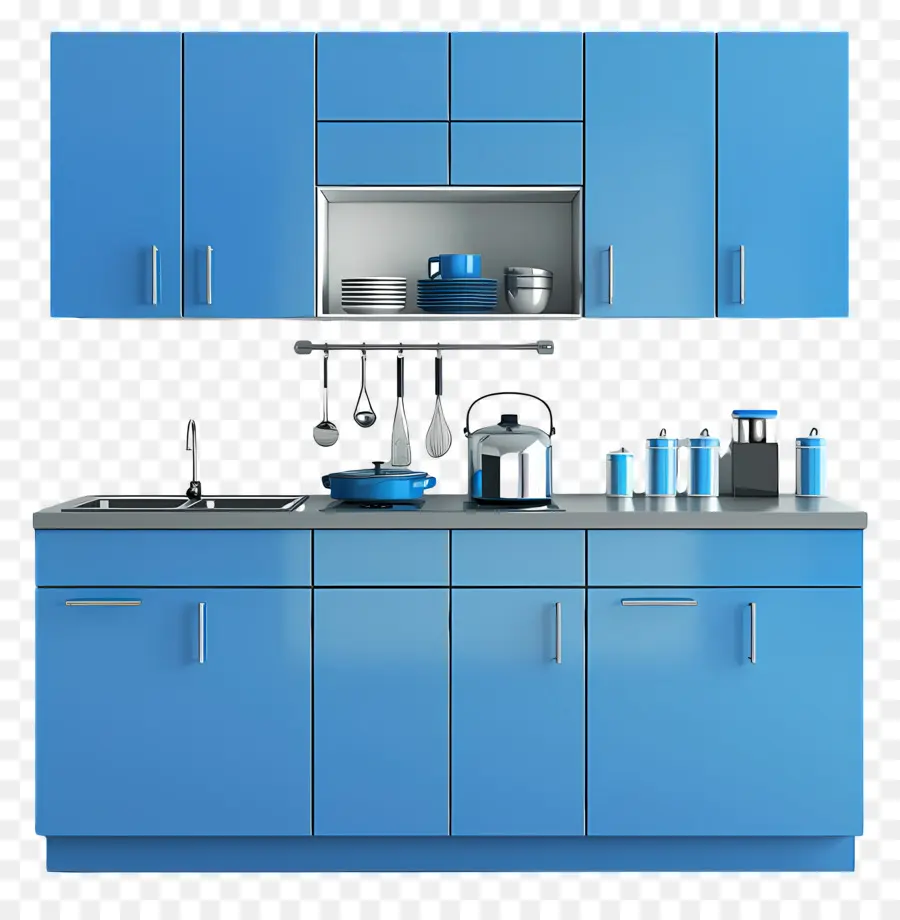 Gabinetes，Cocina Azul PNG