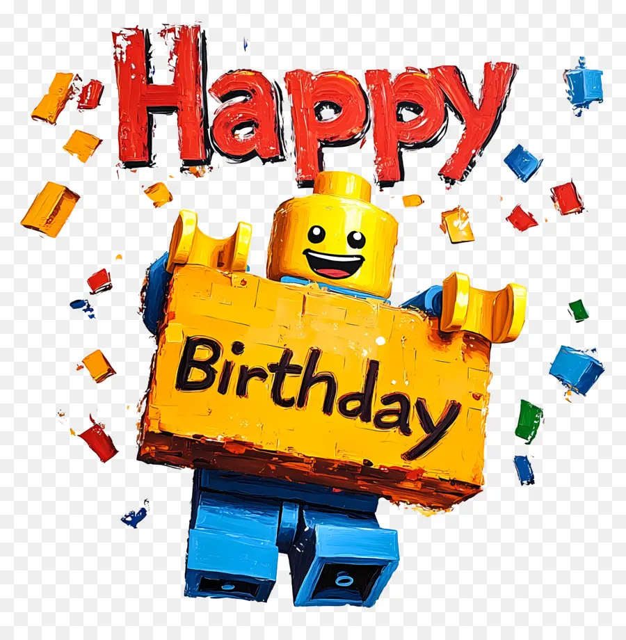 Feliz Cumpleaños，Figura De Lego Con Cartel De Feliz Cumpleaños PNG