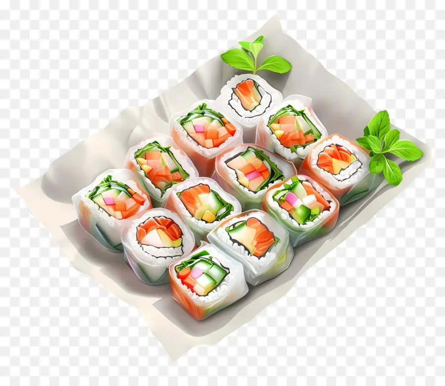 Rollitos De Primavera，Rollos De Sushi PNG