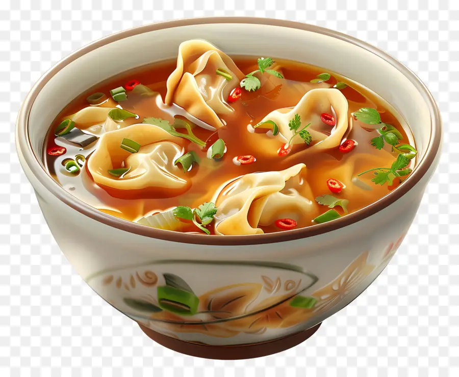 Sopa Wonton，Albóndigas En Sopa Picante PNG