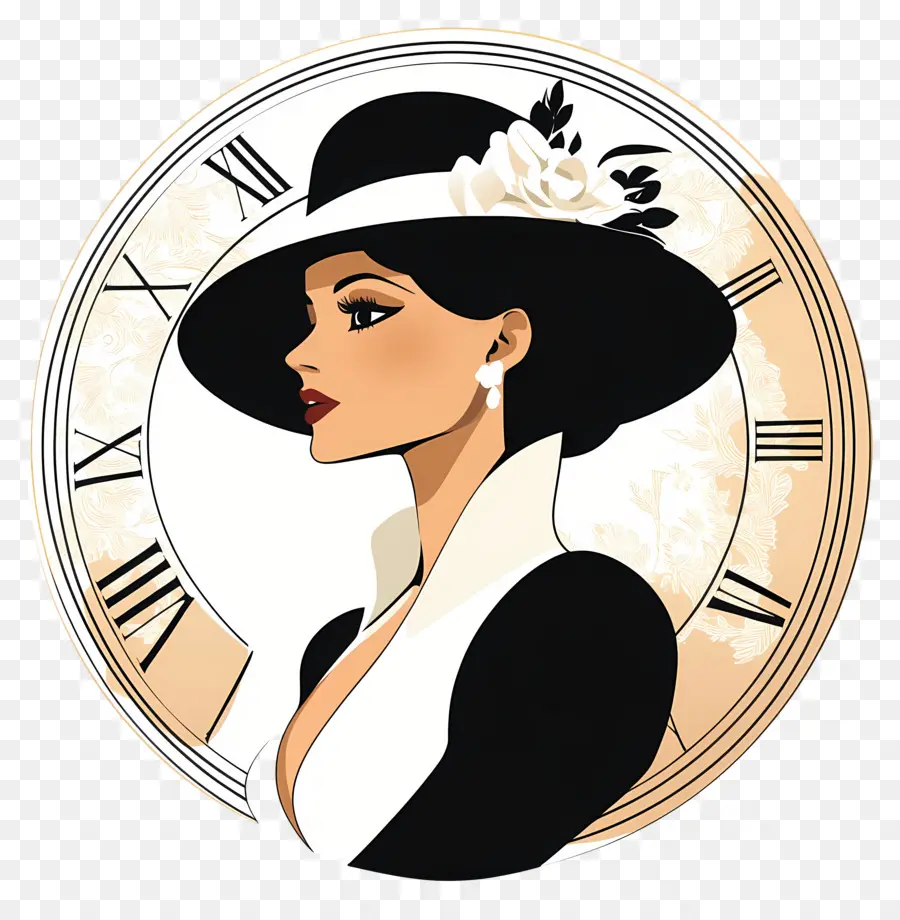 Elegancia Atemporal，Mujer Con Sombrero PNG