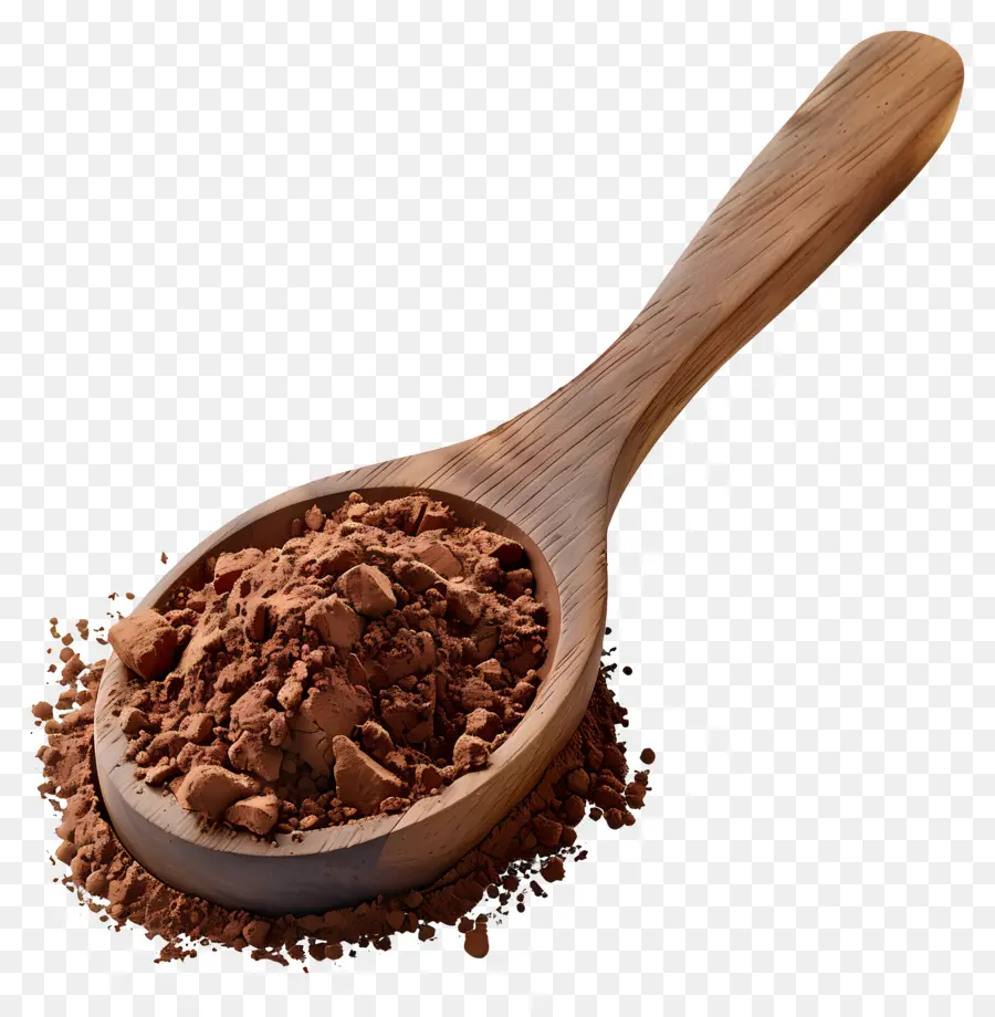 Cacao En Polvo，Cuchara De Madera Con Cacao En Polvo PNG