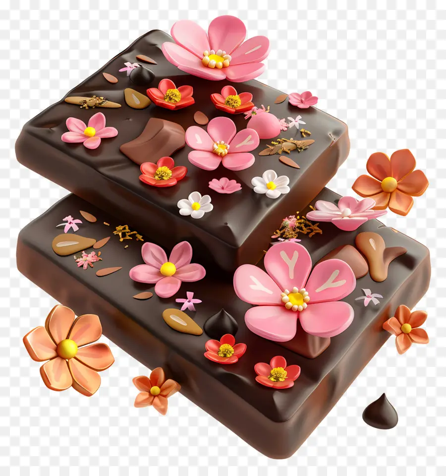 Chocolate Oscuro，Chocolate Con Flores PNG