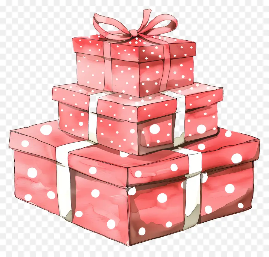 Pila De Cajas De Regalo，Caja De Regalo Roja Con Lunares PNG