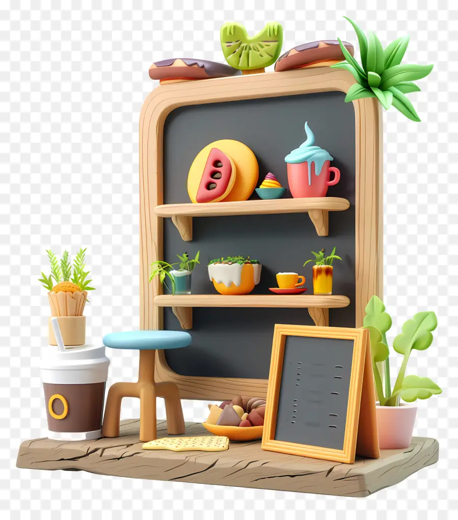 Tablero Del Menú Del Café，Café En Miniatura PNG